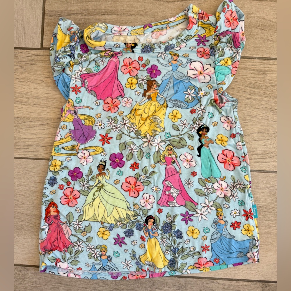 POSH PEANUT Disney Light Blue Princess Floral Shirt